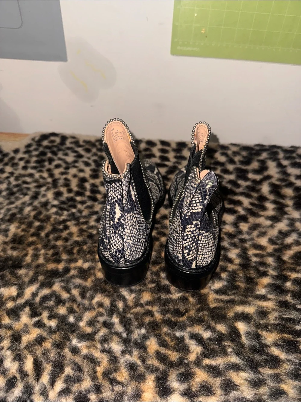 Coach snake Pointed Toe Chelsea Boots - Black & White